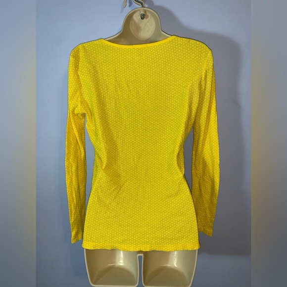 Old navy Y2K 2000’s Yellow Polka Dot Henley button v neck modal thermal size s - Picture 3 of 7